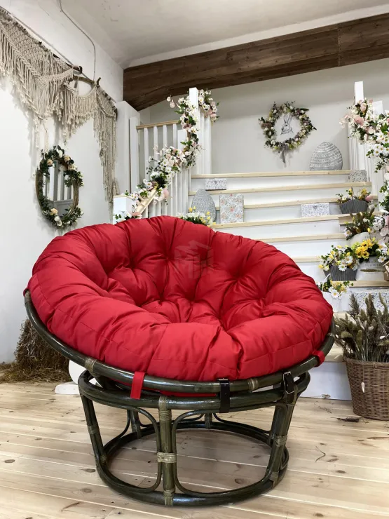 Кресло Папасан 23/01 с красной подушкой