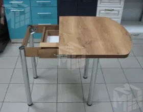 Стол Евро поворотно-раскладной с ящиком 780*590 (орех тёмный), ножки хром