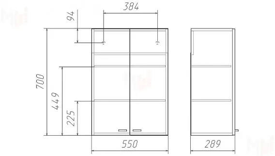 Шкаф навесной Классик-2 55 см 