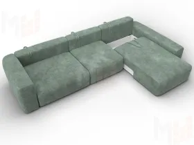 Диван угловой Лига-066 НПБ Лонг угол правый ( BRUT 08 зеленый )