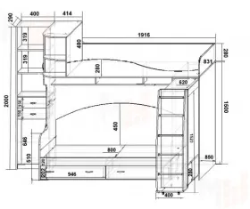 Двухъярусная кровать Фанки Кидз 12