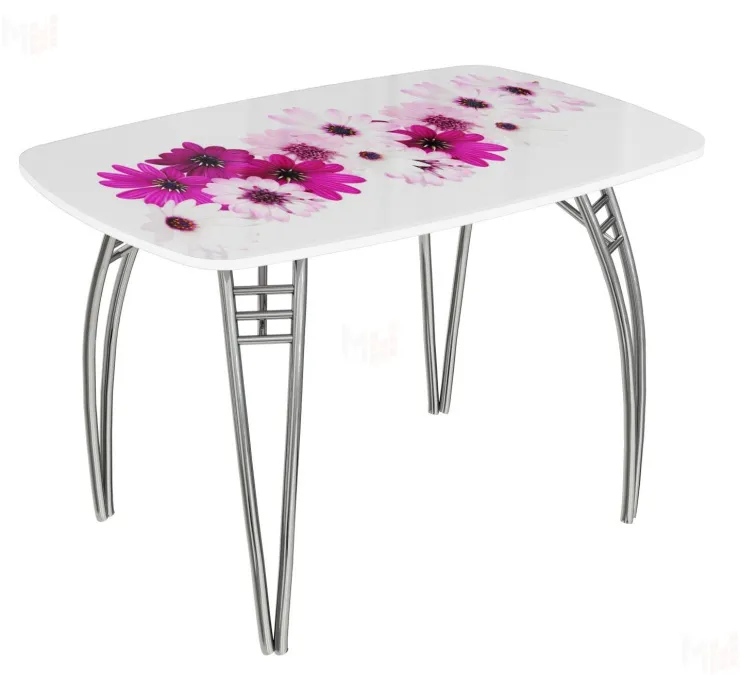 Стол Бочонок с фотопечатью Маргаритки, ноги паук