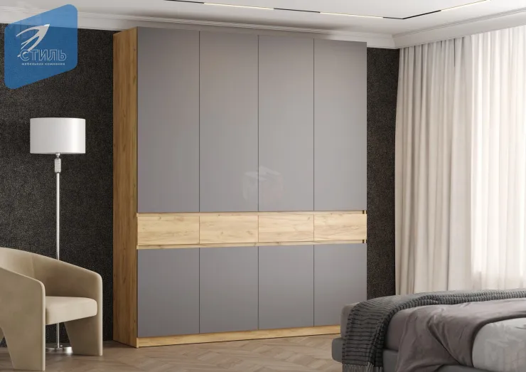 Шкаф Бостон ШК-004 (крафт золотой/серый шифер)