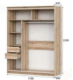 Шкаф-купе №25 (1,7м) БЛЭК Дуб Делано