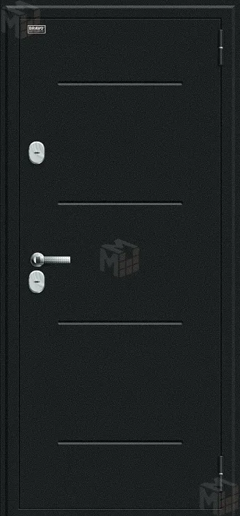 Входная металлическая дверь Thermo Лайн Букле черное/Cappuccino Veralinga