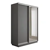 Шкаф-купе Оптим 2-х дверный 1 секция (ЛДСП, Зеркало) 140 см. 1 штанга, 6 полок