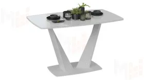 Стол раздвижной Фабио Тип 1 Белый матовый, Стекло глянцевое белое