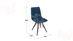 Стул Хьюго К3 Черный муар, Велюр Confetti Blue