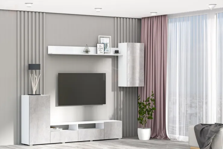 Гостиная Аллегро 2 Белый/Цемент Светлый