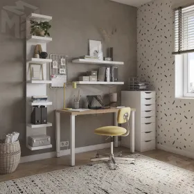 S00913 Ингар 2/ТТ стол письменный 140x75x55, дуб беленый/белый