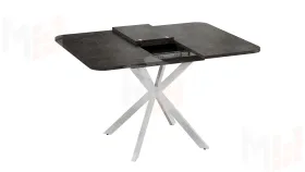 Стол обеденный раздвижной Лиссабон Тип 1 Белый муар, Ателье темный