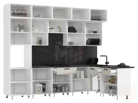 Кухня Рио New угловая 3,0*1,8 м Дуб крафт белый, Белый (Кастилло темный)