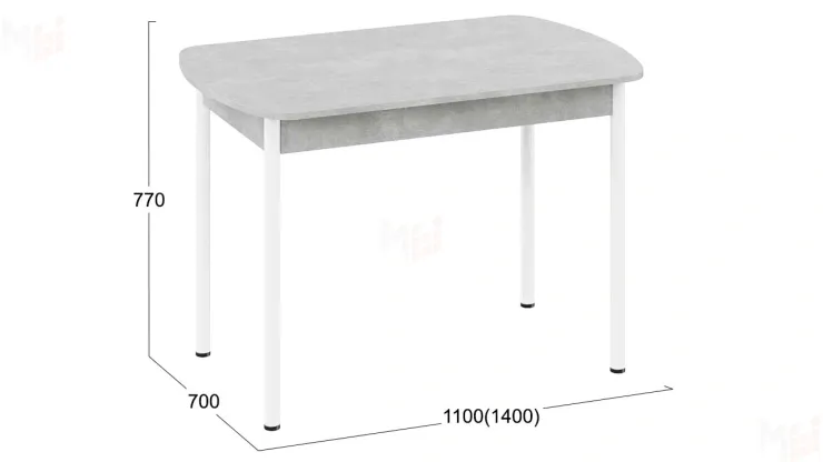 Стол обеденный Крит Белый, Ателье светлый