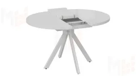 Стол обеденный раздвижной Стокгольм Тип 1  Белый муар, Стекло глянцевое белое