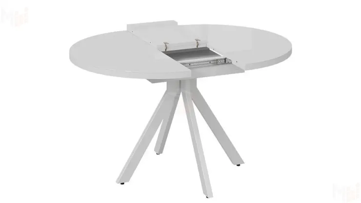 Стол обеденный раздвижной Стокгольм Тип 1  Белый муар, Стекло глянцевое белое