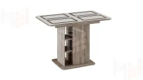 Стол раздвижной Мюнхен Тип 1 Дуб Сонома трюфель, Стекло бежевое с рисунком