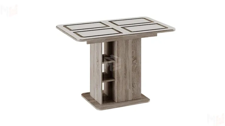 Стол раздвижной Мюнхен Тип 1 Дуб Сонома трюфель, Стекло бежевое с рисунком