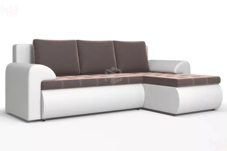 Угловой диван Ванкувер (правый)  Белый, Коричневый