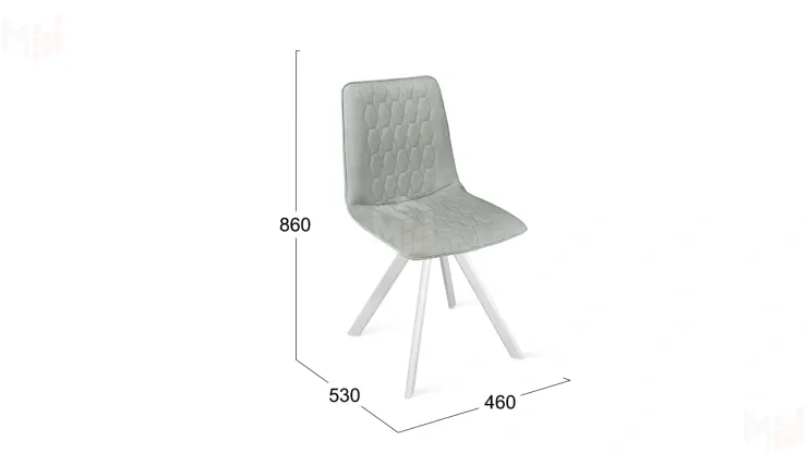 Стул Хьюго К2 Белый матовый, Велюр Confetti Silver