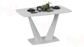 Стол раздвижной Фабио Тип 1 Белый матовый, Стекло матовое белый мрамор