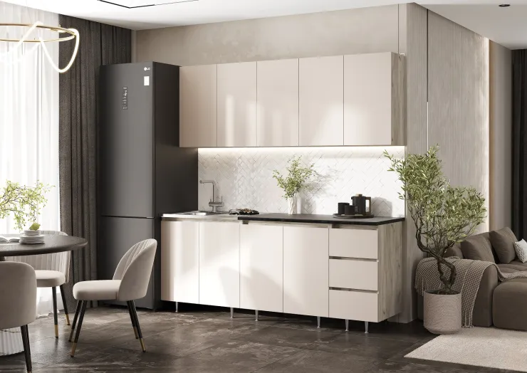 Кухонный гарнитур Челси 2,0 (крафт серый/кашемир)