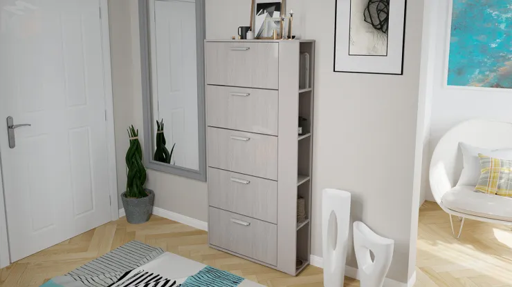 Тумба для обуви Эрика Тип 2 (Ясень шимо/бежевый)