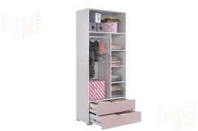 Шкаф двухдверный Зефир  120.01 белое дерево/пудра розовая (эмаль)