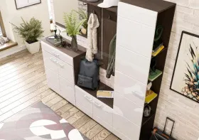 Модульная прихожая Вегас венге - белый глянец комплект 2