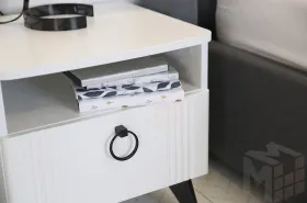 Тумба прикроватная Ева  белое дерево/белый матовый