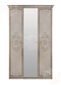 Шкаф Патрисия 3-дверный (2+1) с зеркалом крем корень глянец