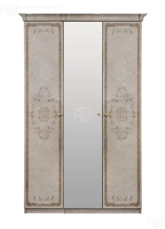 Шкаф Патрисия 3-дверный (2+1) с зеркалом крем корень глянец