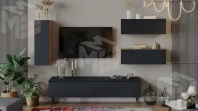 Гостиная Глосс №8 -  ГН 319.08 Яблоня Беллуно, Cтекло Графит матовый