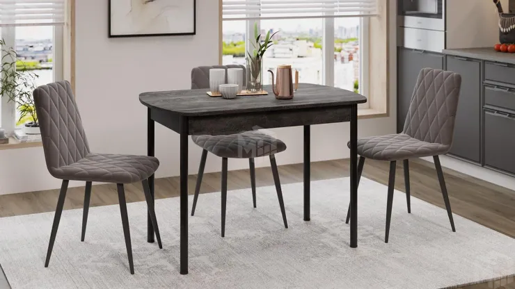 Стол обеденный Крит Черный, Железный камень