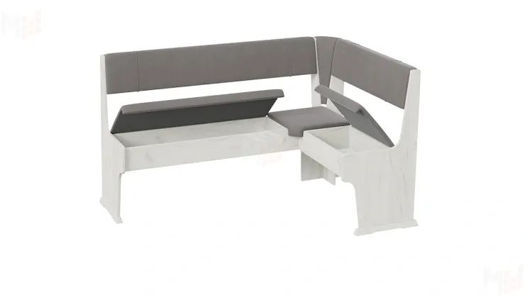 Кухонный уголок Рио Дуб крафт белый, Микровелюр Duna Steel