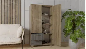 Стеллаж Копенгаген без стекла (дуб самдал/серый графит)