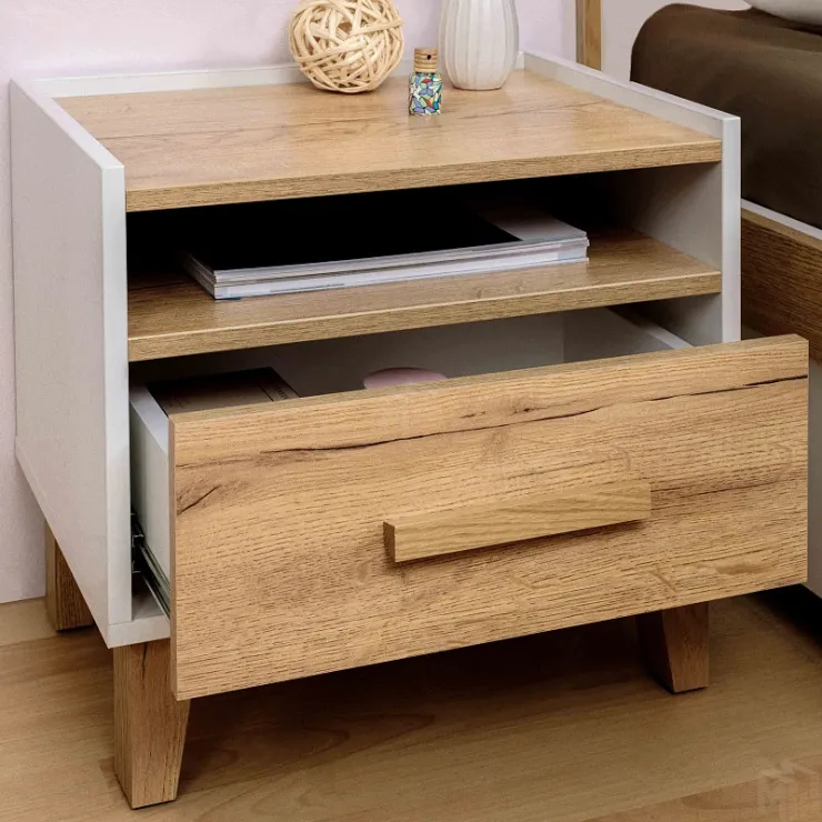 Тумба прикроватная Айрис 41 Белый/Дуб золотистый