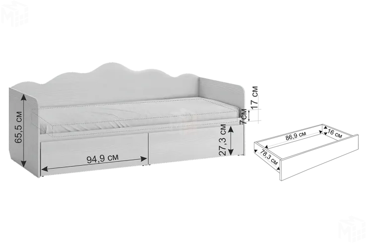 Кровать Чудо  белый рамух