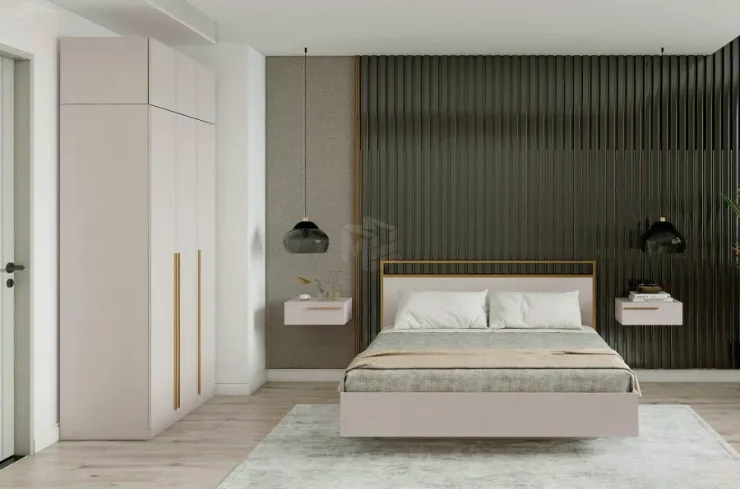 Кровать Николь 7.14 с основанием Кашемир/сатиновое золото