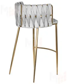 Стул барный DOBRIN EMMA GOLD (светло-серый велюр (135-37))