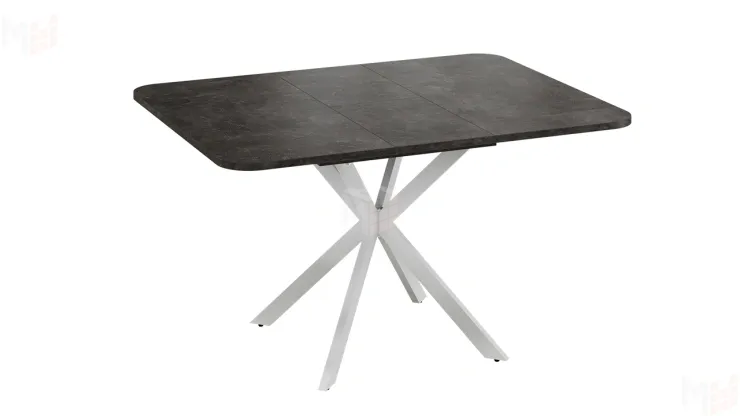 Стол обеденный раздвижной Лиссабон Тип 1 Белый муар, Ателье темный