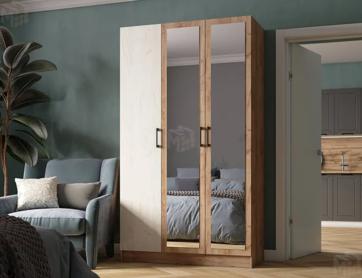 Шкаф Вегас 1200 дуб крафт табачный/дуб крафт белый