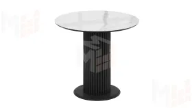 Стол обеденный Айрис Тип 1 Черный муар, Стекло глянцевое белый мрамор