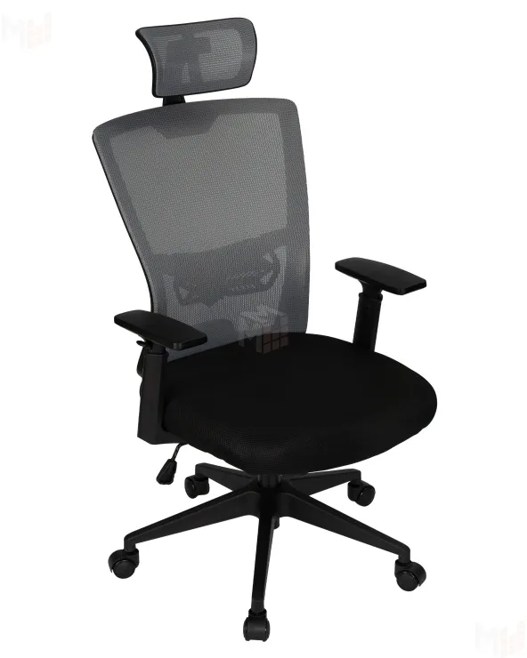 Офисное кресло для персонала DOBRIN NIXON (чёрный, серая сетка)