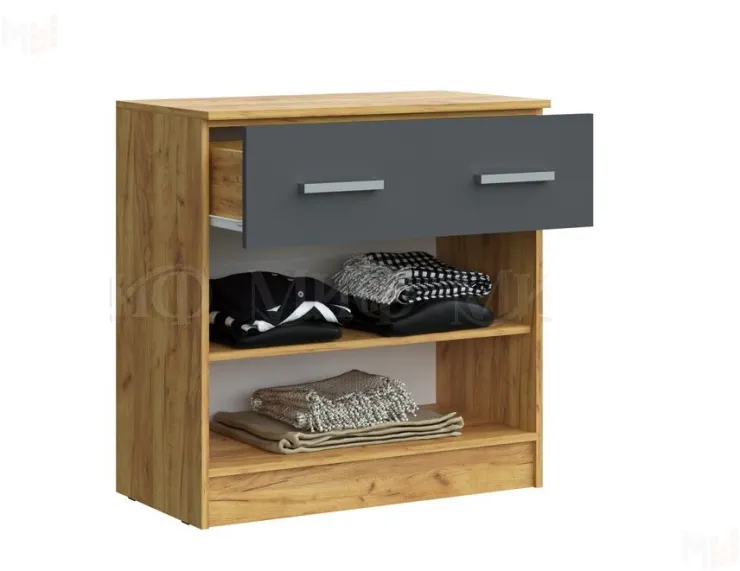 Комод Бася с ящиком, 2 двери (крафт золотой/графит)