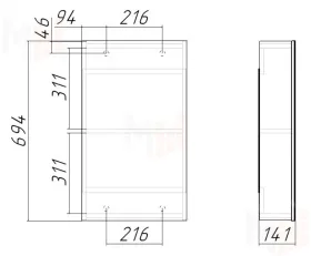 Шкаф-зеркало Норма 40 с одной дверцей Айсберг