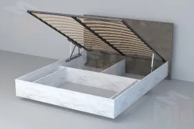 Кровать 031 Эго Бетон Светлый/Камень Темный (ЛДСП) ПМ 1400х2000