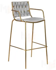 Стул барный DOBRIN MILLER GOLD (светло-серый велюр (135-37))