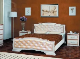 Кровать Карина-10 (140*200) дуб мол/светлый кожзам