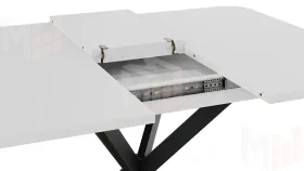 Стол обеденный раздвижной Лиссабон Тип 1 Черный муар, Белый