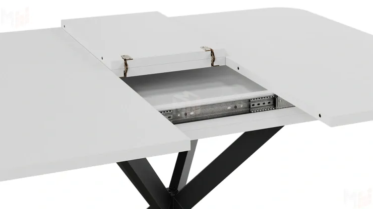 Стол обеденный раздвижной Лиссабон Тип 1 Черный муар, Белый